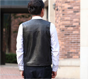 Leather Vest Men's Autumn And Winter Warm Vest Casual Plus Velvet Thick Vest