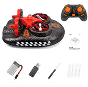 RC Boat Water Land And Air Four-Axis  Hovercraft Three-in-one Multi-function Toy One-button Tumbling Mini Drone