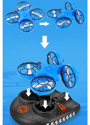 RC Boat Water Land And Air Four-Axis  Hovercraft Three-in-one Multi-function Toy One-button Tumbling Mini Drone