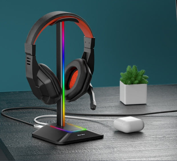 Dual Output Colorful Headwear Headset Display Rack Data Transmission Headphone Holder RGB Luminous Gaming