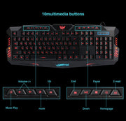 J10 tricolor backlight wired gaming keyboard set colorful luminous gaming mouse keyboard Russian keyboard