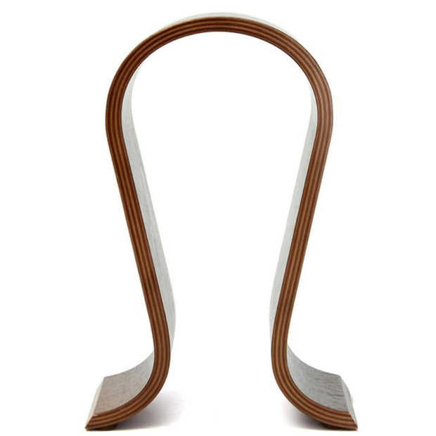 Curved wooden headphone rack