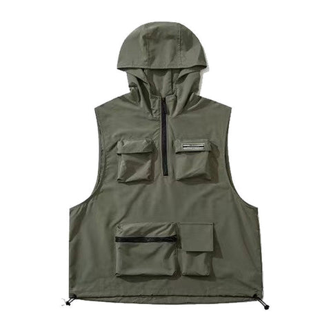 Workwear Casual Vest Sports Hooded Vest