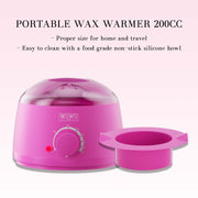 Hair Removal Wax Warmer 200CC WUWUVISTA Professional Wax Warmer Machine With 7oz Silicone Bowl Portable Hot Wax Heater