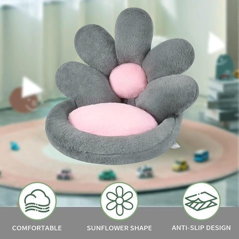 Round Nesting Cat Scratching Board Pet Nest Mat Flower Shape Seat Cushion Comfy Kawaii Gaming Chair Cushions 19 Inch Lazy Sofa Office Floor Pillow Cute Stuff For Gamer Bedroom Decor Grey