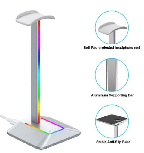 Dual Output Colorful Headwear Headset Display Rack Data Transmission Headphone Holder RGB Luminous Gaming