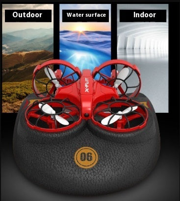 RC Boat Water Land And Air Four-Axis  Hovercraft Three-in-one Multi-function Toy One-button Tumbling Mini Drone